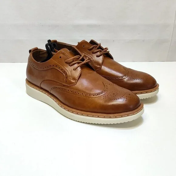 slim fit dress slacks Handmade Men Brown Oxford Formal Shoes Brogue Dress Shoes Leather Shoes   Rebels Market